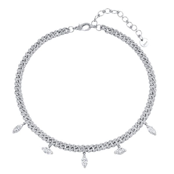 DIAMOND MARQUISE DROP MINI LINK NECKLACE