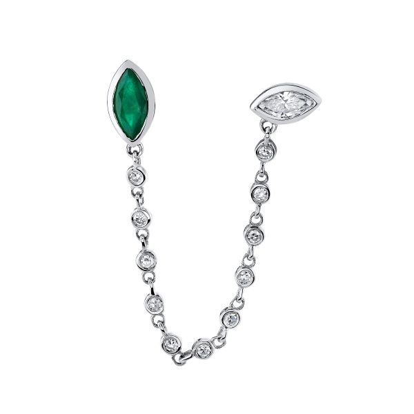 EMERALD & DIAMOND DUO CHAIN LINK STUD
