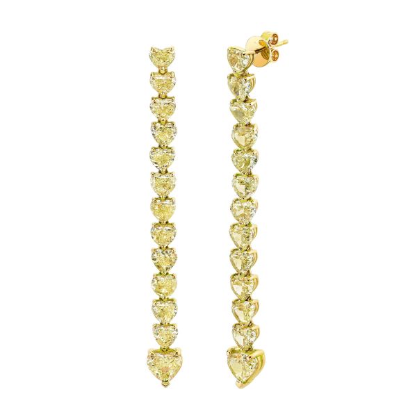 FANCY YELLOW DIAMOND 13 HEART DROP EARRINGS