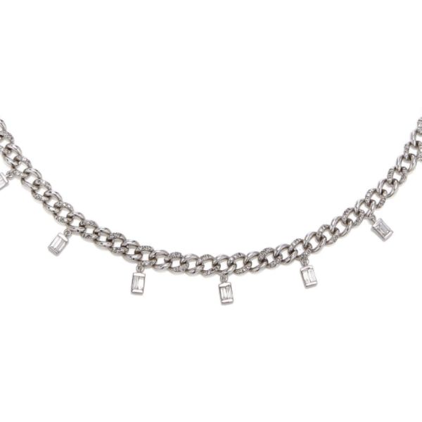 DIAMOND BAGUETTE DROP LINK NECKLACE