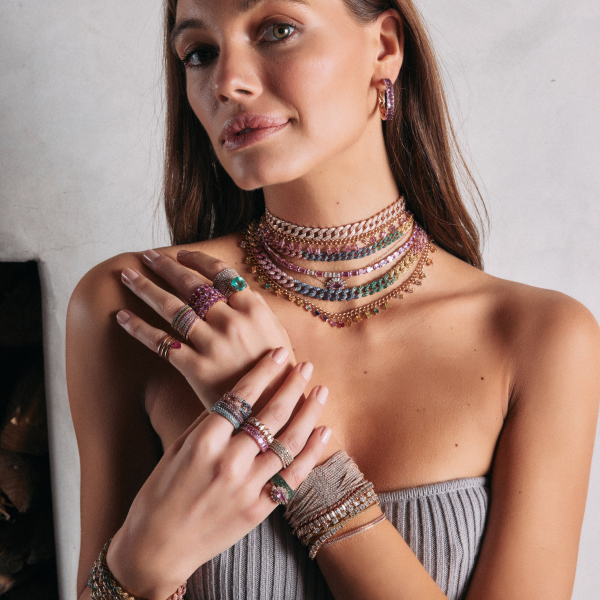 PINK SAPPHIRE & DIAMOND TENNIS NECKLACE