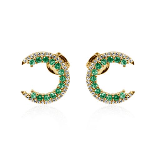 Emerald & White Diamond Earrings Green Caelum