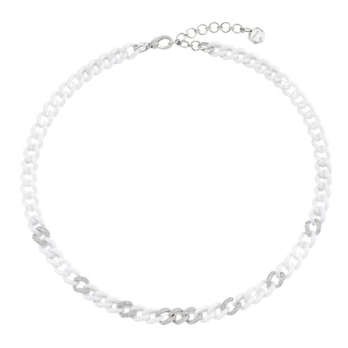 9 PAVE & WHITE CERAMIC MEDIUM LINK NECKLACE