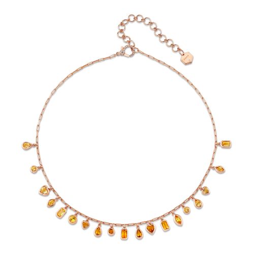 YELLOW SAPPHIRE & CITRINE BEZEL MIXED DROP NECKLACE