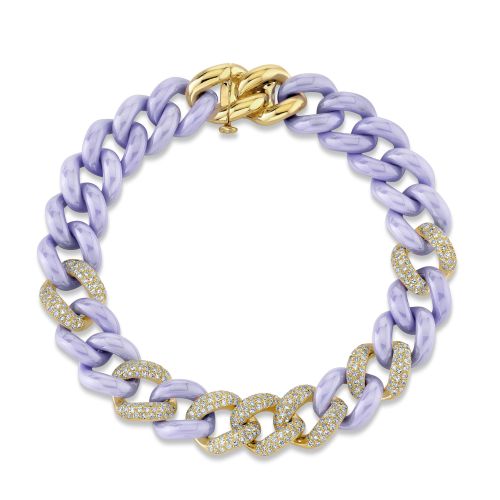 DIAMOND 7 PAVE & LAVENDER CERAMIC ESSENTIAL LINK BRACELET
