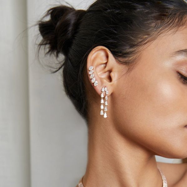 READY TO SHIP DIAMOND TEARDROP CHANDELIER EARRINGS