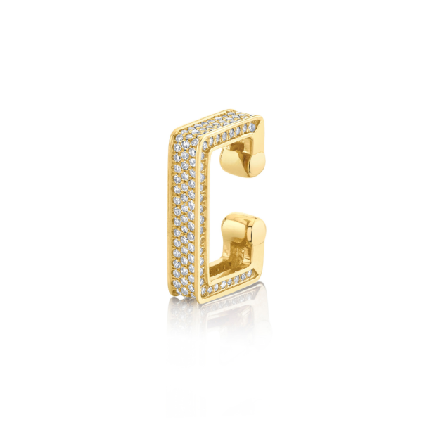 DIAMOND PAVE DECO LINK EAR CUFF