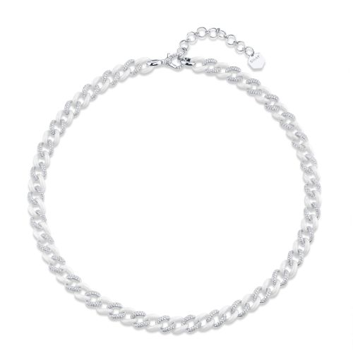 DIAMOND & CERAMIC ALTERNATING MEDIUM LINK NECKLACE