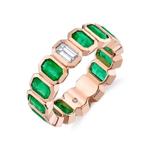 EMERALD & DIAMOND BEZEL ETERNITY BAND