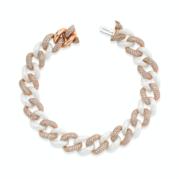 DIAMOND PAVE & WHITE CERAMIC ESSENTIAL LINK BRACELET