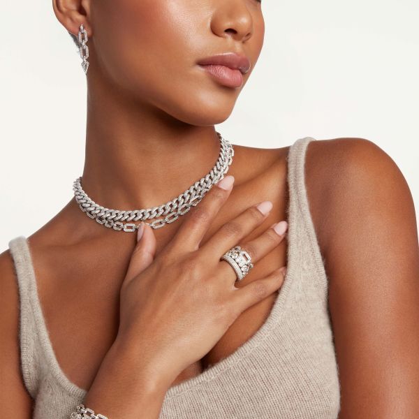 DIAMOND PAVE FLAT GEO LINK NECKLACE