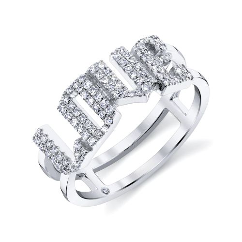 DIAMOND PAVE PERSONALIZED STACKED 4 LETTER RING