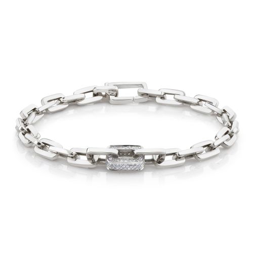 SINGLE PAVE DIAMOND SOLID GOLD MINI DECO LINK BRACELET
