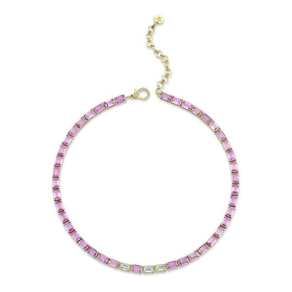 PINK SAPPHIRE & DIAMOND TENNIS NECKLACE