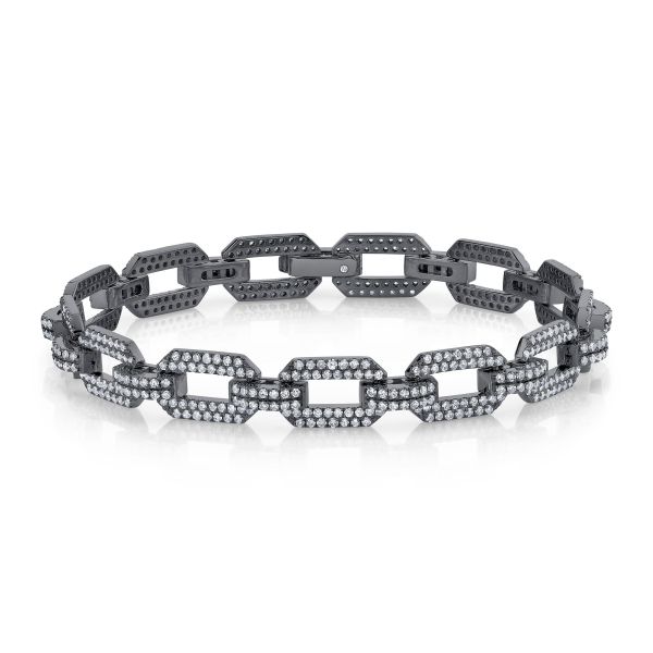 DIAMOND PAVE FLAT GEO LINK BRACELET