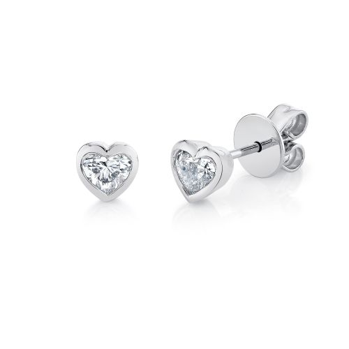 DIAMOND BEZEL HEART STUDS