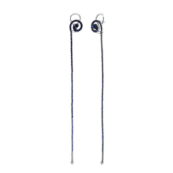 READY TO SHIP BLUE SAPPHIRE & DIAMOND OMBRE DROP EARRINGS