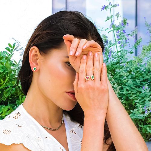 Emerald, Ruby & Diamond Ring Bloom