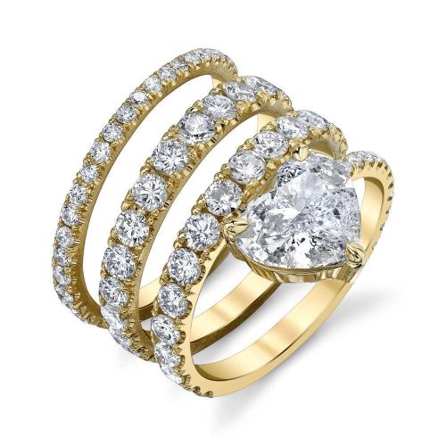 DIAMOND STACKED SPIRAL SOLITAIRE HEART RING