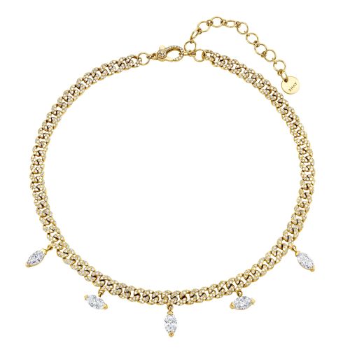 DIAMOND MARQUISE DROP MINI LINK NECKLACE