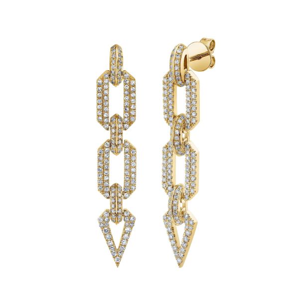 DIAMOND PAVE GEO LINK EARRINGS