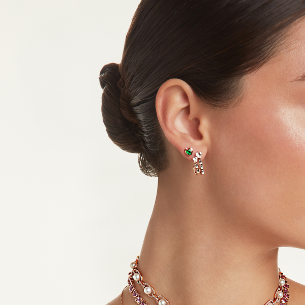 EMERALD BEZEL HEART STUDS