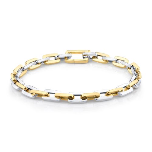 TWO TONE SOLID GOLD MINI DECO LINK BRACELET