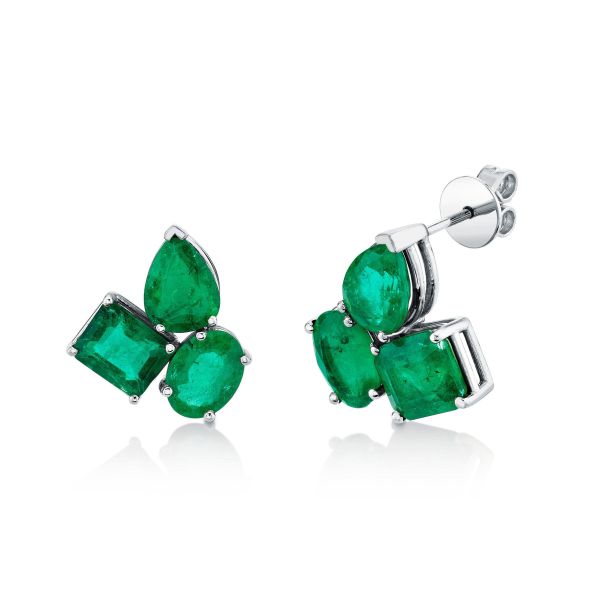 EMERALD OMBRE TRIPLE GEM STUDS