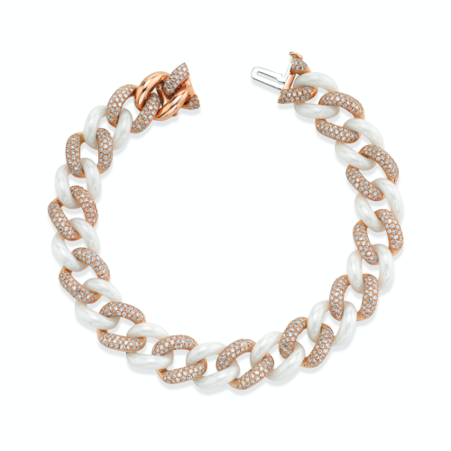 DIAMOND PAVE & WHITE CERAMIC ESSENTIAL LINK BRACELET