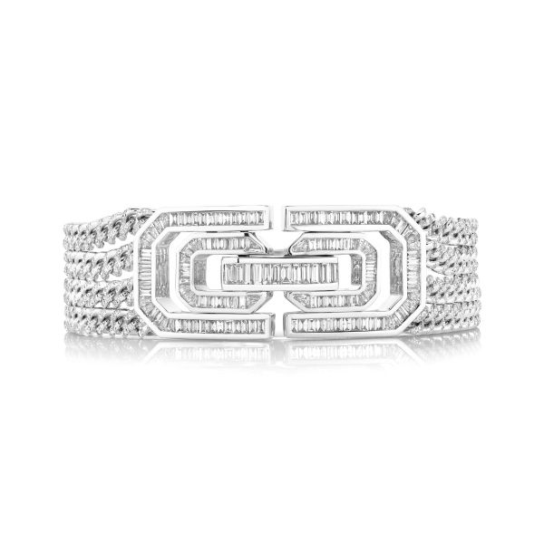 DIAMOND BAGUETTE DECO LOCK LINK BRACELET