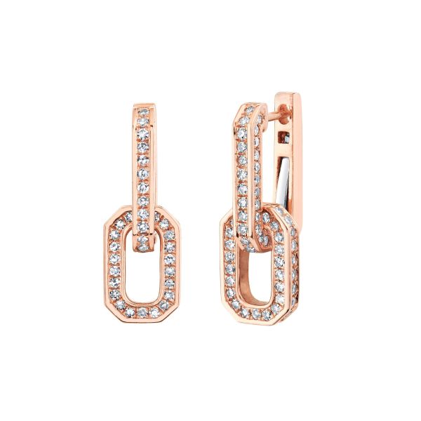 DIAMOND 3 IN 1 PAVE GRADUAL DECO LINK DROP EARRINGS