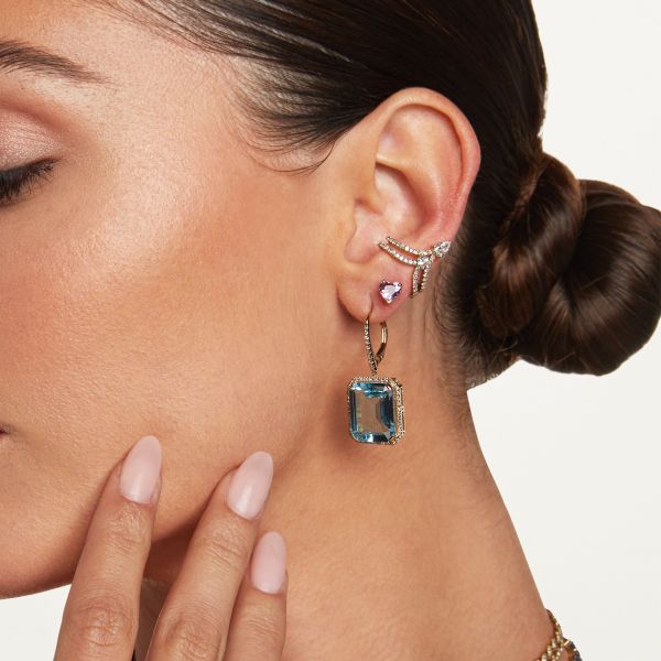 SINGLE PINK SAPPHIRE HEART STUD