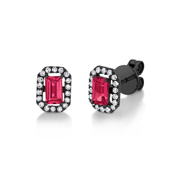 MINI ME DIAMOND HALO RUBY STUDS