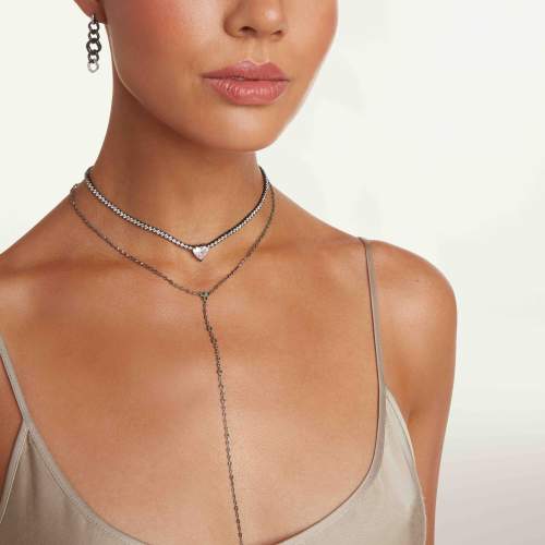 DIAMOND HEART BAGUETTE TENNIS NECKLACE