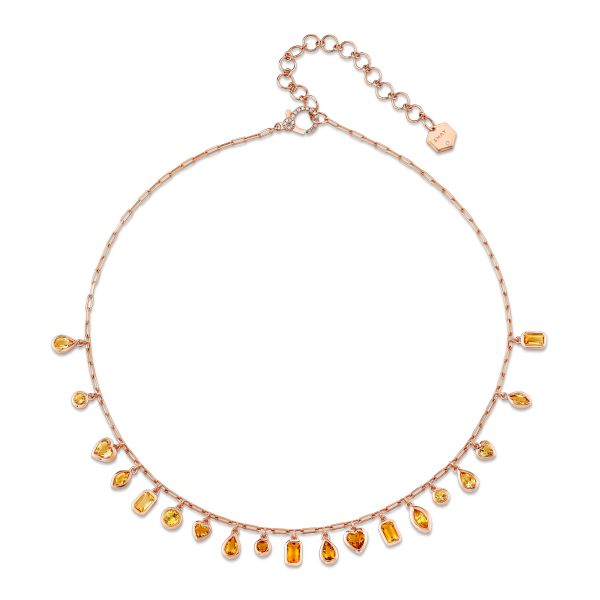 YELLOW SAPPHIRE & CITRINE BEZEL MIXED DROP NECKLACE