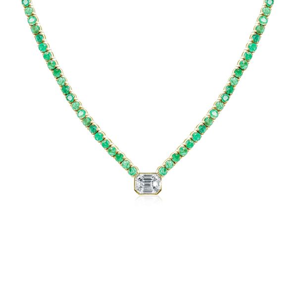 Emerald & Diamond Necklace Pavo
