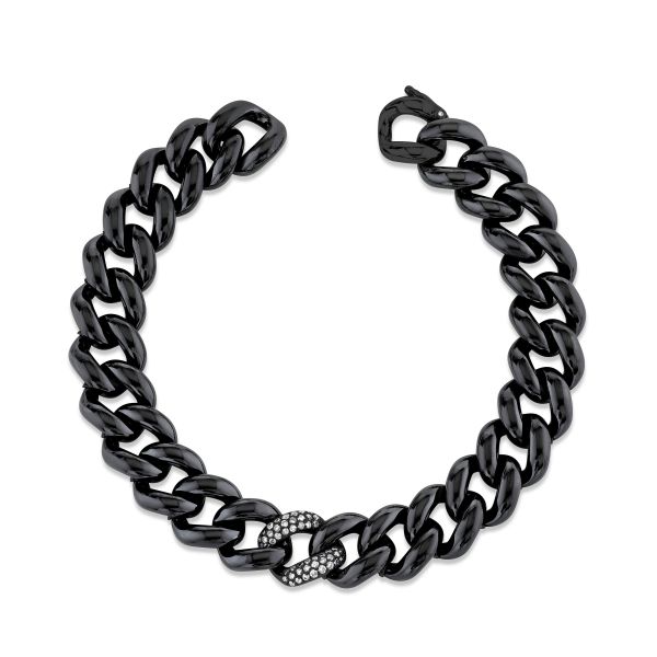DIAMOND SINGLE PAVE & BLACK CERAMIC ESSENTIAL LINK BRACELET