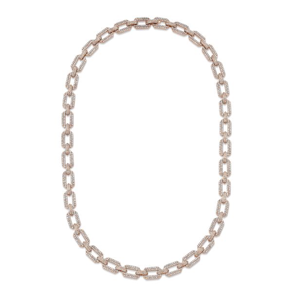 DIAMOND PAVE DOME FLAT LINK NECKLACE