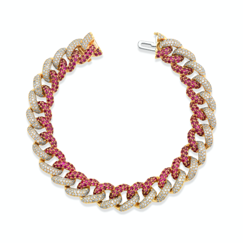 RUBY & DIAMOND PAVE TWO-TONE ESSENTIAL LINK BRACELET