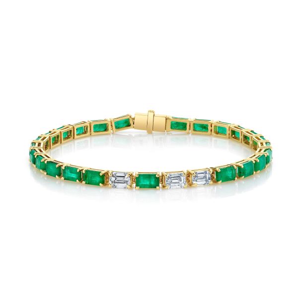 EMERALD AND DIAMOND TENNIS BRACELET