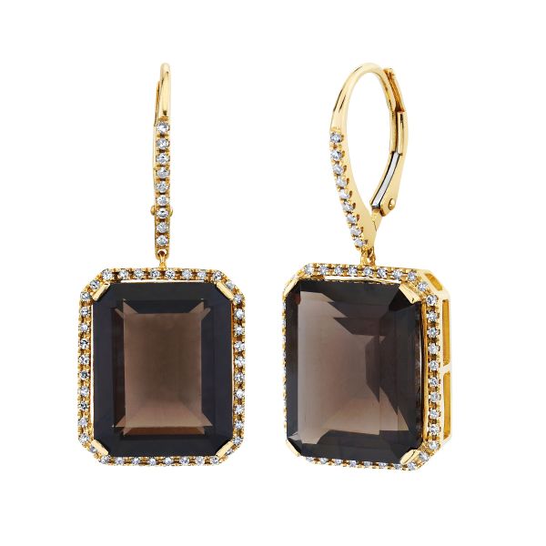 BROWN TOPAZ & DIAMOND PORTRAIT EARRINGS
