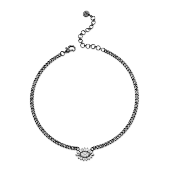 DIAMOND EVIL EYE BABY LINK NECKLACE