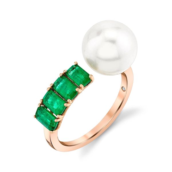PEARL & EMERALD FLOATING RING