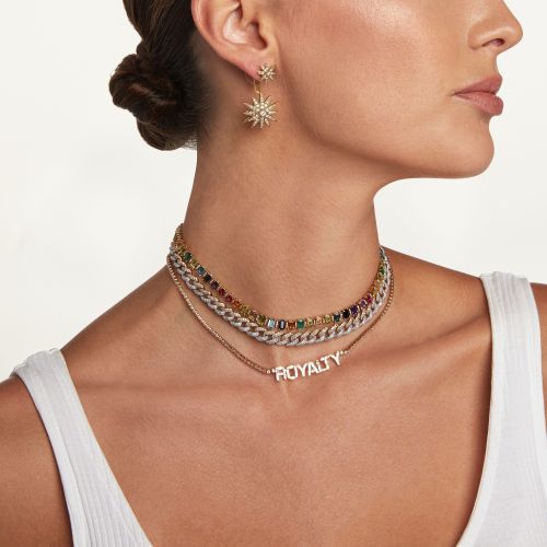 DIAMOND TWO-TONE PAVE MEDIUM LINK NECKLACE