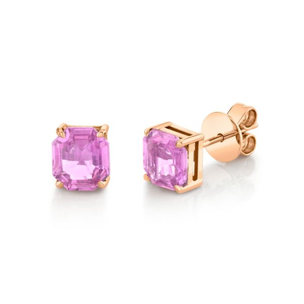 PINK SAPPHIRE ASSCHER CUT STUDS