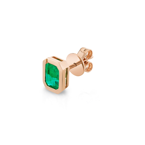 SINGLE EMERALD BEZEL SET STUD