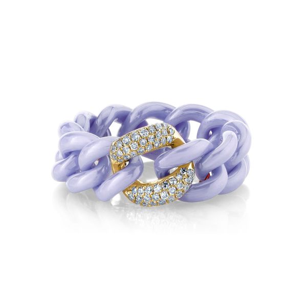 SINGLE PAVE LAVENDER CERAMIC MEDIUM LINK RING