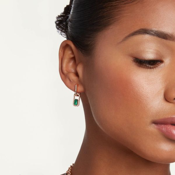 READY TO SHIP EMERALD & DIAMOND HALO LINK EARRING