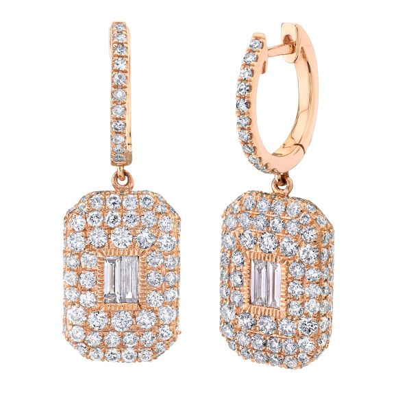 DIAMOND PAVE BAGUETTE DROP EARRINGS