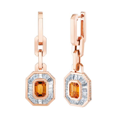 YELLOW SAPPHIRE & DIAMOND HALO MINI DECO DROP EARRINGS
